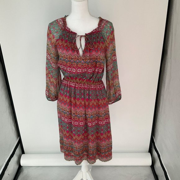 DVF Diane Von Furstenberg Dress Parry Silk Blouson Peasant 2 Pink Floral - Picture 2 of 15